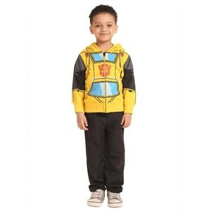 Transformers Bumblebee Boys Zip Up Hoodie Yellow Graphic Sweatshirt 3T Kidcore